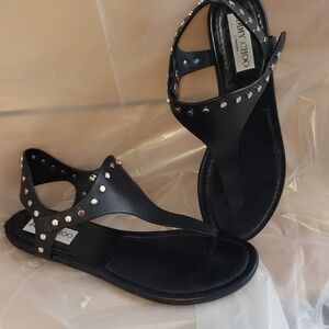 JIMMY CHOO Dara Vachetta Leather Flat‎ Sandals